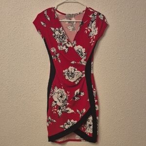 Y2K Floral Red Wrap Dress